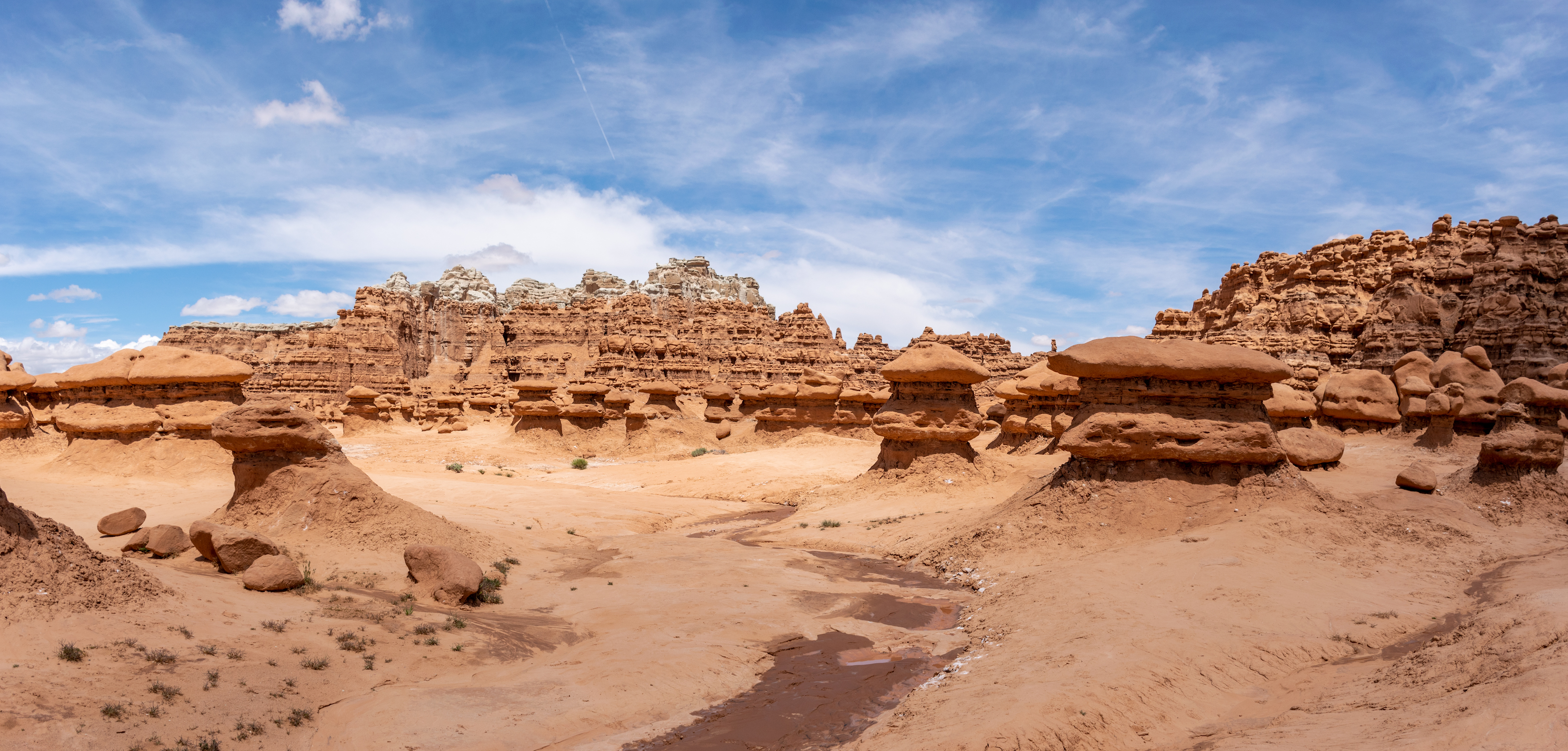 View of large mushroom like stone figures