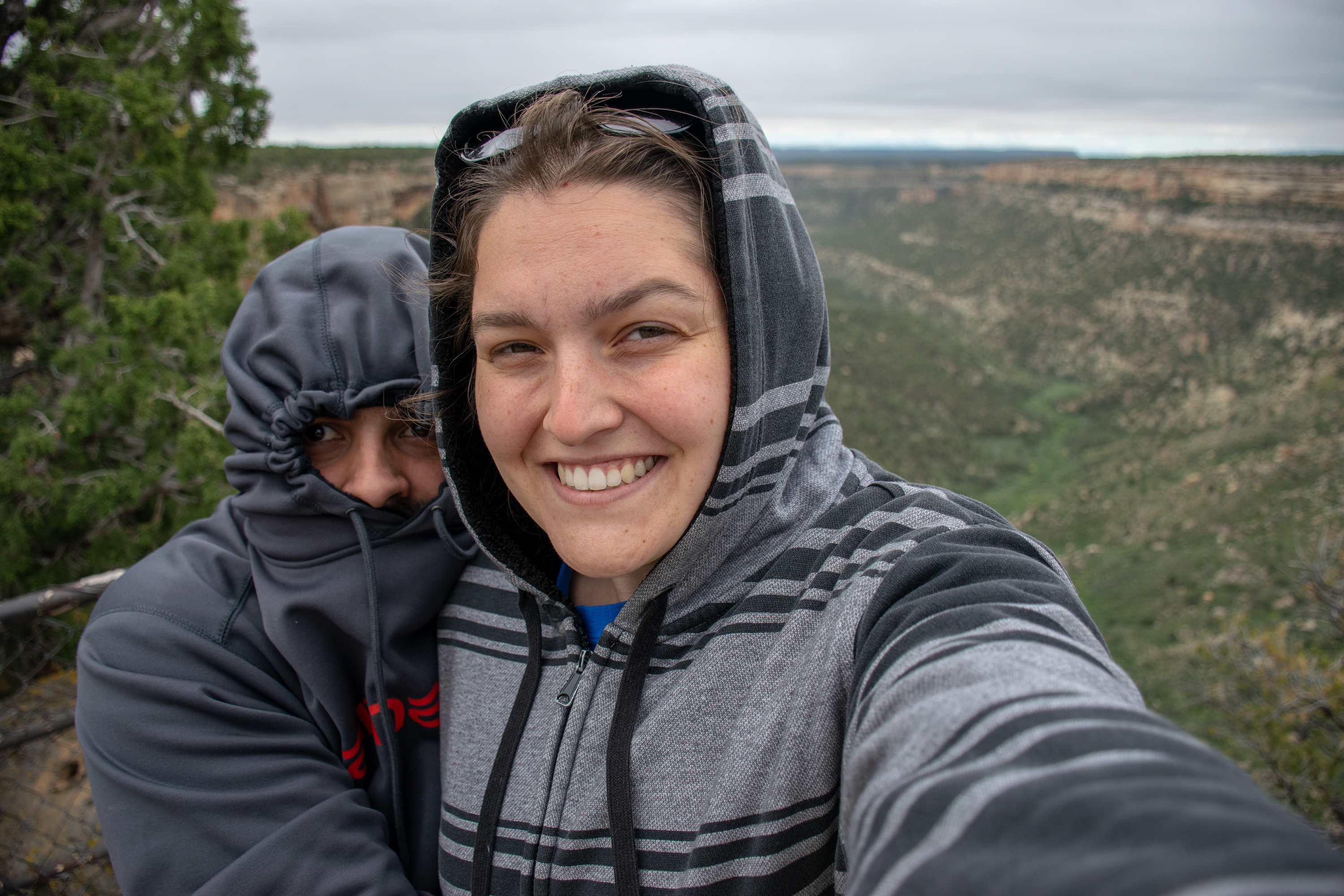 Selfie with mountains in the background